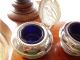 Vintage Set Of 1950 ' S Silver Plated Salt & Mustard Pot With Blue Glass Liner Salt & Pepper Cellars/ Shakers photo 3