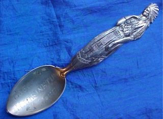 Sterling Silver Souvenir Spoon.  Indian Maid (girl) – Pocahontas photo