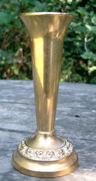 Vintage Ianthe Gold Plated Small Trumpet Vase Made In England photo