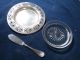 Vintage Oneida Caviar/pate Dish,  Glass Insert And Knife Butter Dishes photo 3