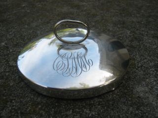 Antique Engraved Sterling Silver Mustard Lid Marked Sterling With Hallmarks photo