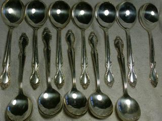 12 Rogers Lady Densmore Woodland Rose Soup Spoons Flatware Assemblage photo