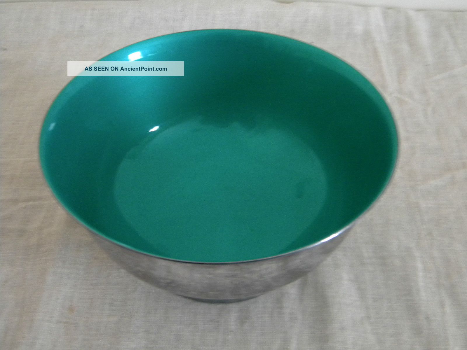 Reed & Barton 1120 Green Enamel Lined Silverplated Bowl Reed & Barton photo