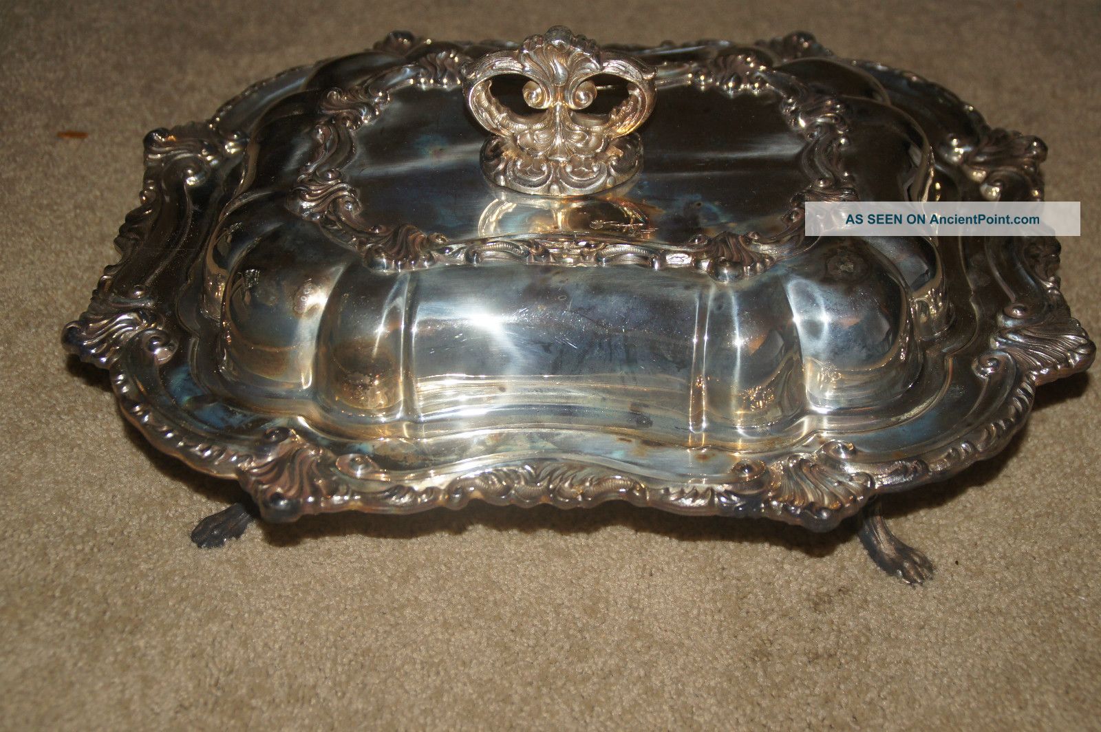 Silver Plated Copper Serving Dish.  Probably 50+ Years Old. Platters & Trays photo