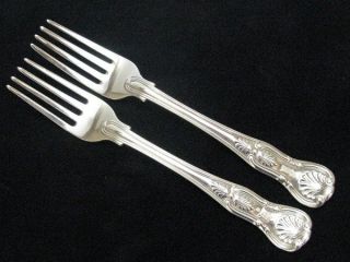 Two George Adams Solid Silver Kings Dessert Forks 1852 - 54 photo