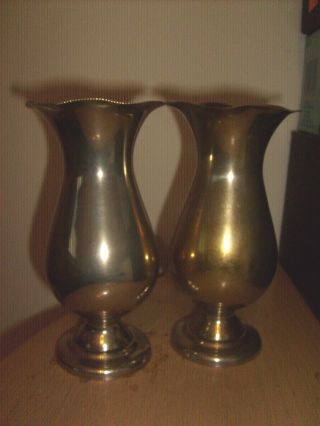 Pair Of Vintage Nanco Silver Plate Vases. . photo