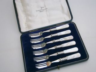 Vintage Silver Plated Pastry Forks X 6 - Mop Handles photo