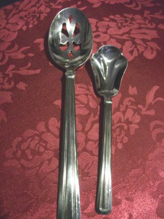 Vintage Pfaltzgraff 18/0 Polish Stainl/s Sugar Jelly Spoon & Pierced Tablespoon photo