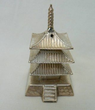 Japanese Sterling Silver Figural Shaker Pagoda Temple photo