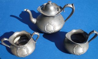 Hartford Sterling Co.  Teapot,  Creamer & Sugar Quadruple Silver Plated photo