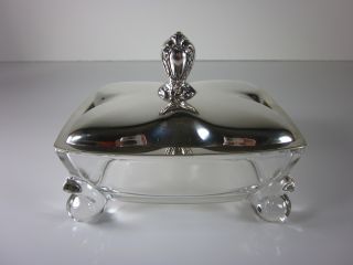 Heritage By 1847 Roger Bros Silverplate & Glass Candy Dish Duncan Miller Silver photo