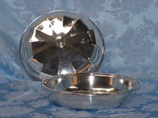 1914 Alexander Clark Sheffield Silver Serving Bowl Dome Lid Finial Welbeck Plate photo