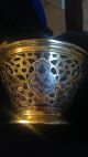 Vintage Russian Blackened Silver 875 / Gold Gilded Pierced Candy Bowl Russia photo 2