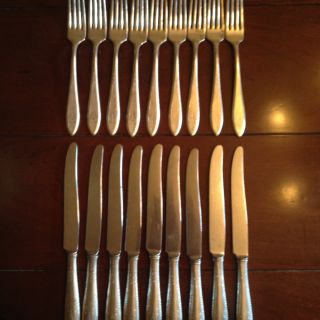 Vintage Insico Rogers 1847 Set 9 Forks & Knives Flatwear Silver Plate photo