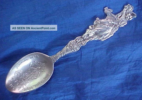 Sterling Silver Souvenir Spoon Bronco Buster Walla Walla Frontier Days Cowboy Souvenir Spoons photo