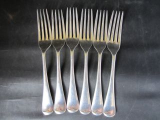 Vintage Set Of 6 Silver Plated Old English Dessert Forks - Ambassador Plate photo