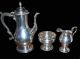Marked Georg Jensen Tea / Coffee Serving Set 3 Piece Sterling Silver Ebony Handl Tea/Coffee Pots & Sets photo 2