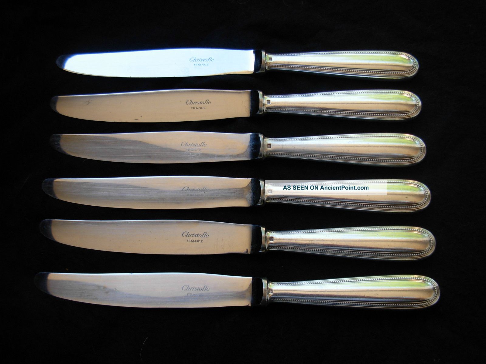 Christofle,  Perle Silverplate Dinner Knives Set Of Six. Christofle photo