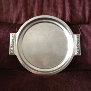 Vintage International Stainless Silver Serving Plate Tray Di Lido Floral Pattern photo