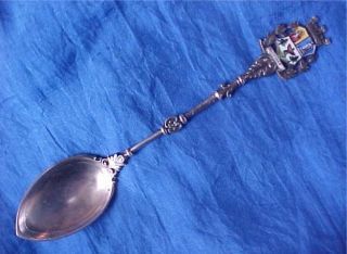 Sterling Silver Enamel Souvenir Spoon Marienbad Czech Republic photo