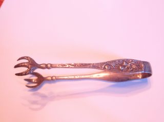 Sterling Silver Claw Foot Serving Tongs 4 Inches Long Well Perserved 1887 Date photo