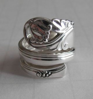 Sterling Silver Spoon Ring - Int ' L / Spring Glory - Dblspiral - Sz 6 To 8 - 1942 photo
