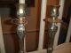 Vintage Victorian Style Silver Metal Candlestick Holders - Pair - Intricate Etching Candlesticks & Candelabra photo 1
