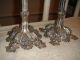 Vintage Victorian Style Silver Metal Candlestick Holders - Pair - Intricate Etching Candlesticks & Candelabra photo 2