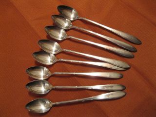 Eight Nobility Plate Iced Tea Spoons - Reverie - No Monogram Estate Silverware photo