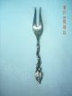 Vintage Silver Pickle Fork From Sweden - Lady With Fan On Handle Scandinavia photo 5