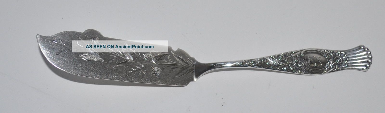 Antique Sterling Silver Butter Cheese Knife In Velvet Box C.  H.  Case Silverware Other photo