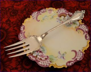 Rare Antique 1907 Flanders Fancy Meat Serving Fork 1847 Rogers Bros.  Silverplate photo