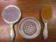 Antique 3 Piece Vanity Set - Silver Plate Brush & Mirror / Silver Rimmed Duster Brushes & Grooming Sets photo 1