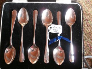 Cased Set Of Six Rattail Coffee Spoons Birmingham 1936 photo