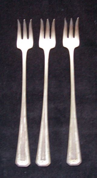 3 William A.  Rogers Nickel Silver Condiment Forks photo