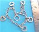 Sterling Silver Charm Bracelet W/ 5 Heart Charms - 11.  2 Grams,  1/3 Oz Other photo 1