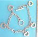 Sterling Silver Charm Bracelet W/ 5 Heart Charms - 11.  2 Grams,  1/3 Oz Other photo 2