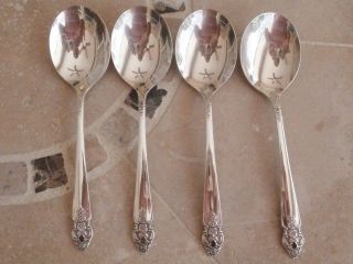 Oneida Prestige Distinction 4 Pc Silverplate Round Bowl Soup Spoons Flatware photo