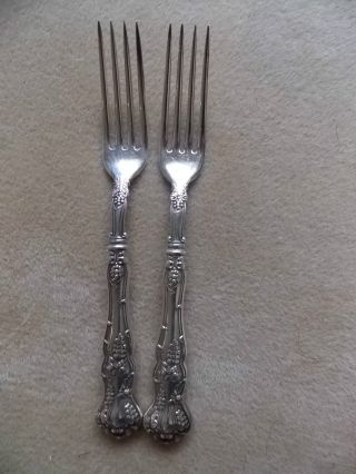 Estate Vintage Silverware Flatware Silverplate 1847 Rogers Grape 2 Dinner Forks photo