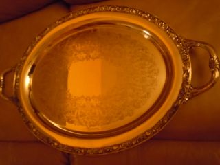 Huge Victorian Rose Wm Rogers & Son Silver Tray 1981 photo