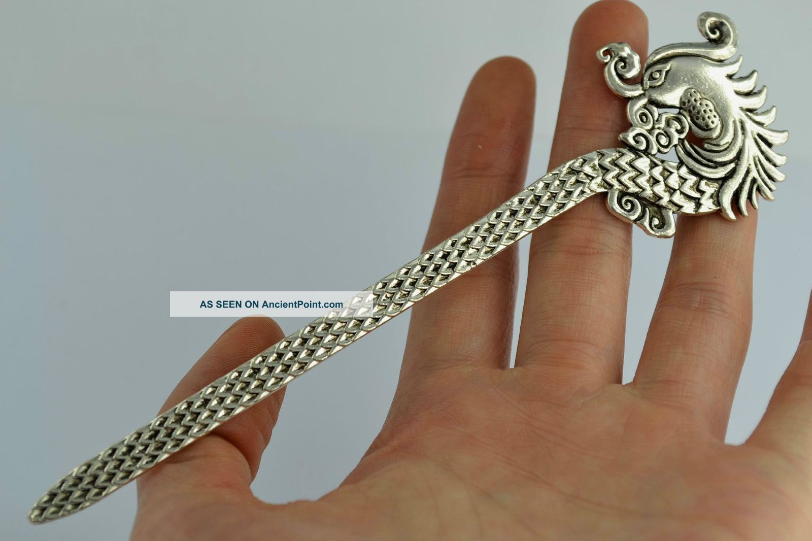China Rare Collectibles Old Wonderful Handwork Tibet - Silver Dragon Hairpin Other photo