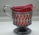 Victorian,  Antique,  Forbes Co.  Silverplate Sugar And Creamer With Ruby Crystal Bowls photo 3