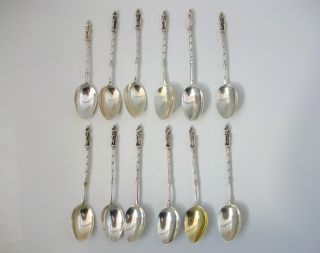 12 Gothic/aesthetic Movement Silver Coffee Spoons Ardwinkle & Slater London 1893 photo