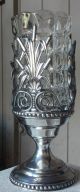 Antique James W.  Tufts Silver Plated Duck Reed Vase Holder W Quilted Crystal Nr Vases & Urns photo 1