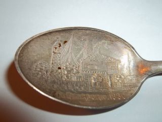 Sterling Silver Souvenir Spoon Of Chicago And Ft.  Dearborn 1830 photo
