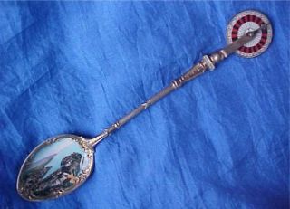 Sterling Silver Enamel Souvenir Monte Carlo Spoon With A Wheel Which Spins photo