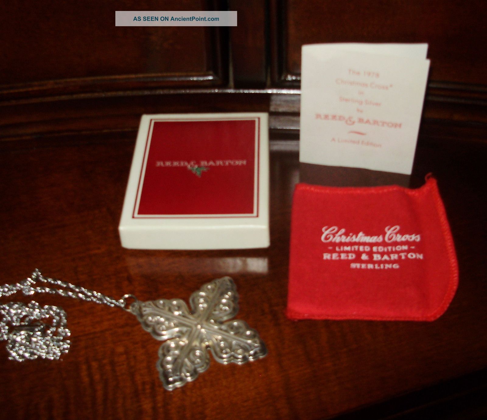 Sterling Silver Reed & Barton Limited Edition 1978 Christmas Cross Ornament Other photo