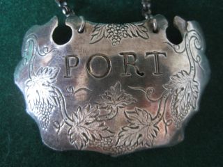 Antique Silver Decanter Label Old Shefield Silver Plate - Rare Copper Back - Port photo