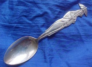 Sterling Silver Souvenir Spoon Full Figure Frog Rhyolite Nevada Rebus Spoon photo