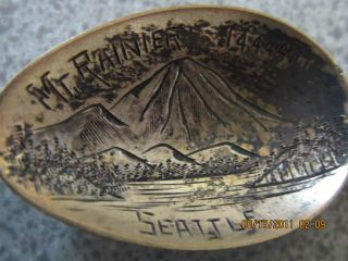 Antique Sterling Spoon - - - Mount Rainer 14,  444 Feet - - Seattle - By Joseph Mayer Bros. photo